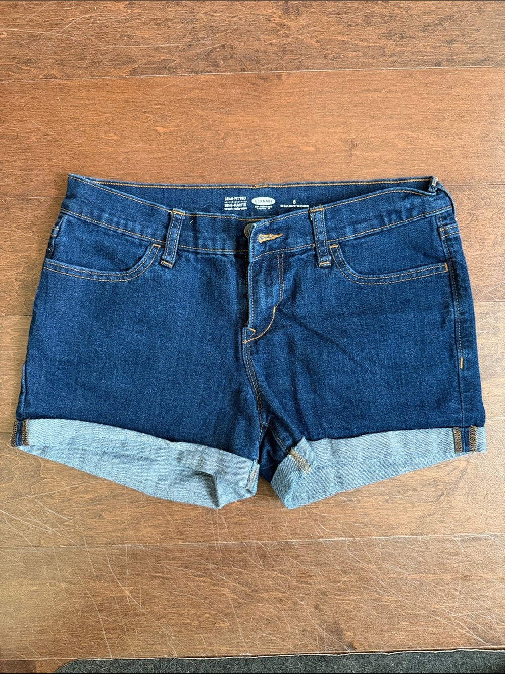 Old Navy Dark Blue Rolled Hem Jean Shorts